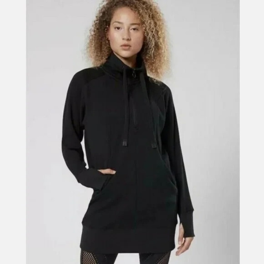 Athleta Womens Black‎ Cozy Karma 1/4 Zip Hoodie Sweatshirt Long Sleeve Size XS